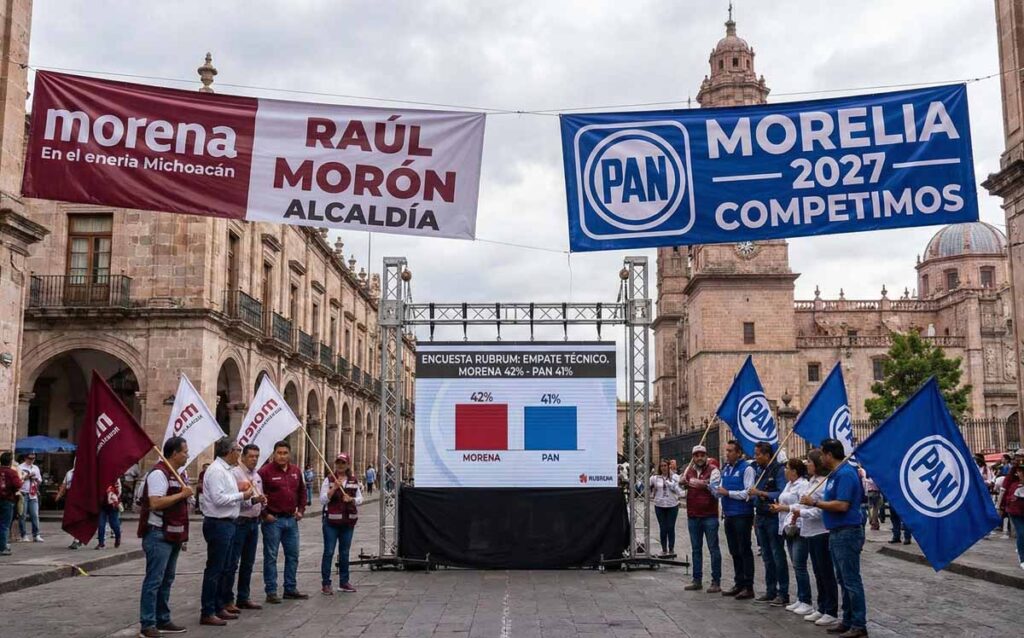 Morelia rumbo a la alcaldía: Morena y PAN se miden voto a voto en una contienda reñida Morena y PAN mantienen un empate técnico rumbo a la alcaldía de Morelia, según encuesta de Rubrum, en una contienda que anticipa una elección cerrada en 2027.